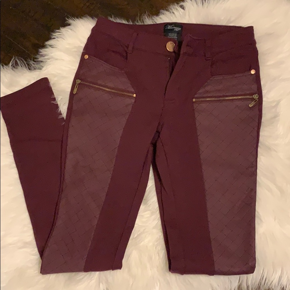 Burgundy Moto Leggings